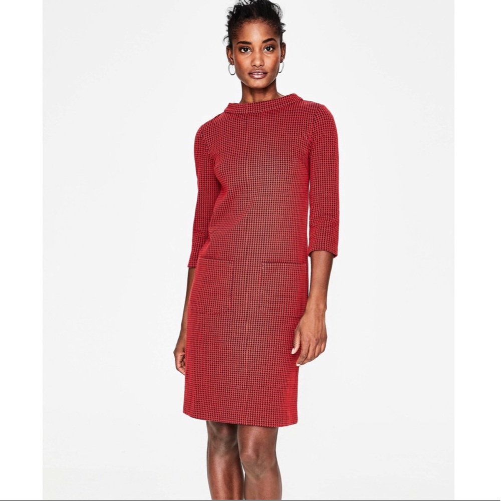 Boden Opal Jersey Jacquard Houndstooth Print Dress
